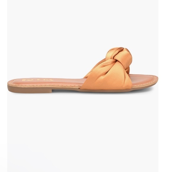 Korks slide sandal soleil knot womens 9 yellow satin - Picture 4 of 9